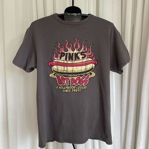 Grey Pink’s Famous Hotdogs Tee